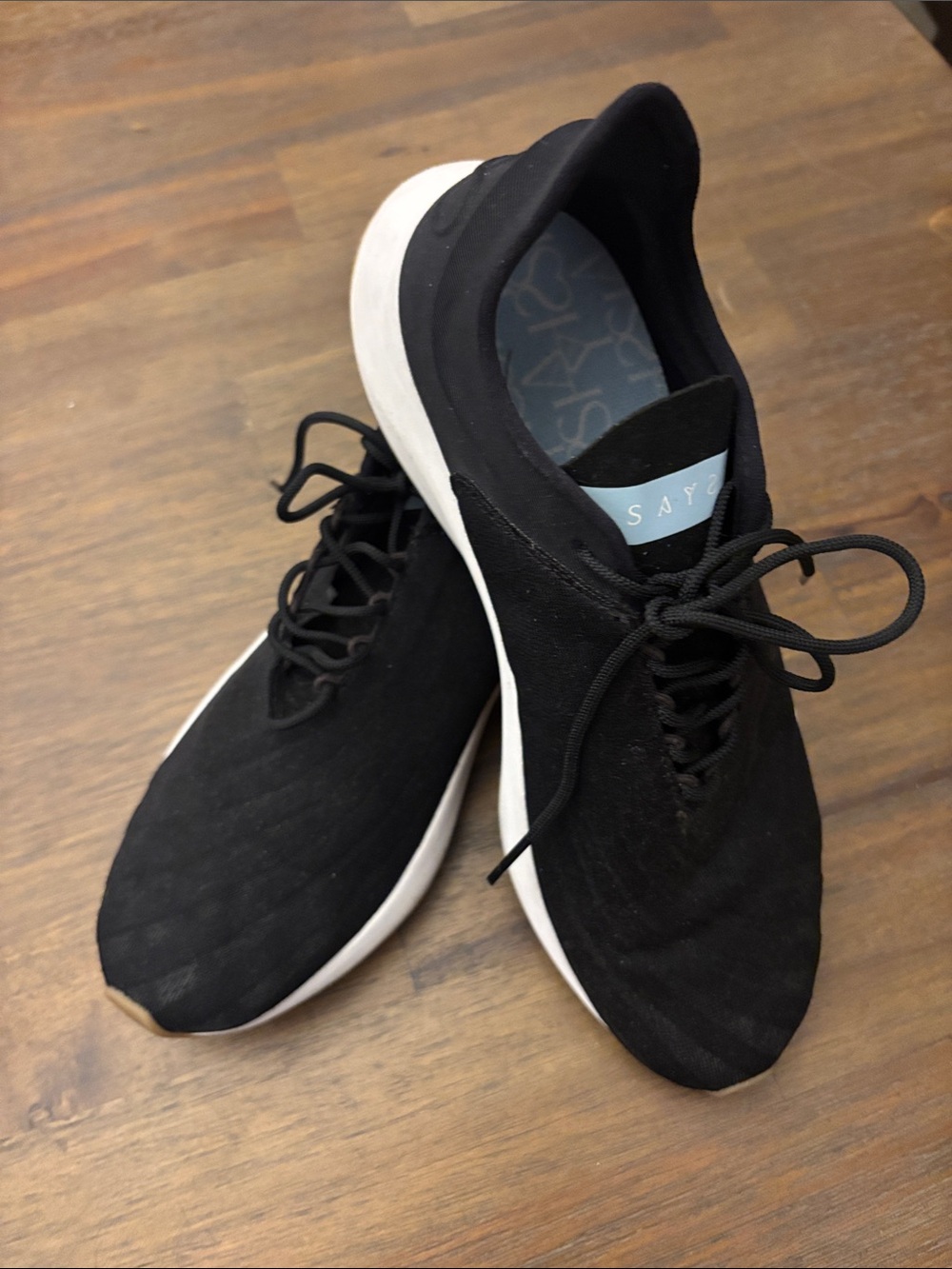 Women’s Black Athletic Lace-Up Sneakers with White Sole
